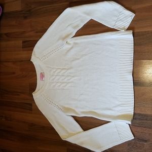 Lilly Pulitzer Cream Crewneck Cable Knit Sweater, Size Large